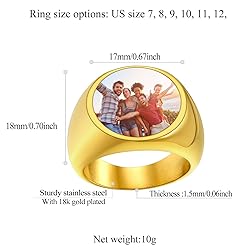 FindChic Customized Signet Photo Rings Round Chunky
