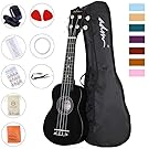 ADM Ukulele 21 Inch Soprano Wood Beginner Kit with Teaching CD Gig bag Tuner Fingerboard Sticker Chord card, Blue