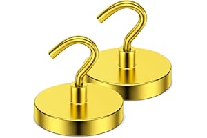 Grtard 2 Pack Magnetic Hooks Heavy Duty, 110LBS Neodymium Magnet Hooks for Cruise Cabin, Strong Magnetic Hooks for Hanging, Magnets with Hooks for Home, Kitchen, Workplace, Bathroom(Yellow)