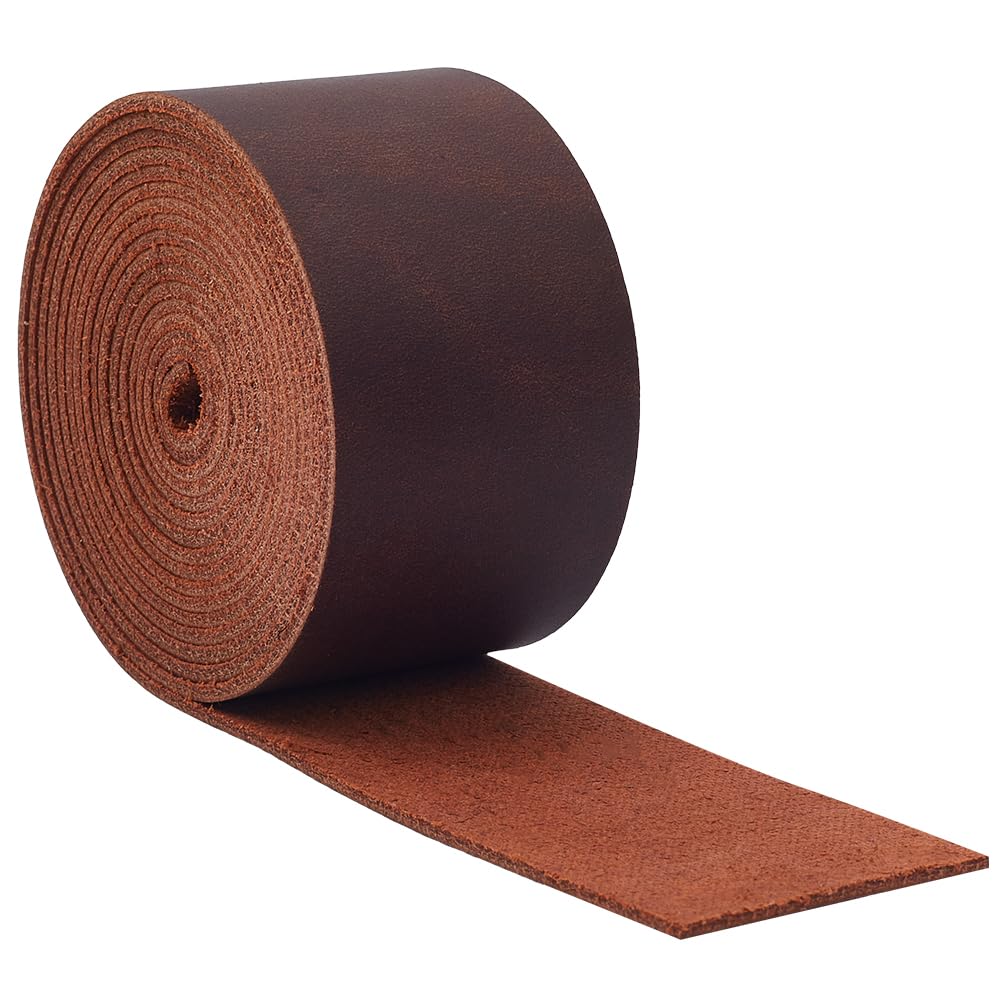 GORGECRAFT 2m x 37.5mm Wide Genuine Cowhide Leather Strap Crazy Horse Top Grain Real Leather Strip AB Grade Leather String Cord Yellow Cow Leather Tooling Material String for Crafts Carving, Peru