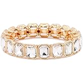 Lavencious Elegant and Thin Stretch Bracelet Adorned with Sparking Crystals Bridal Wedding Jewelry for Women 7"
