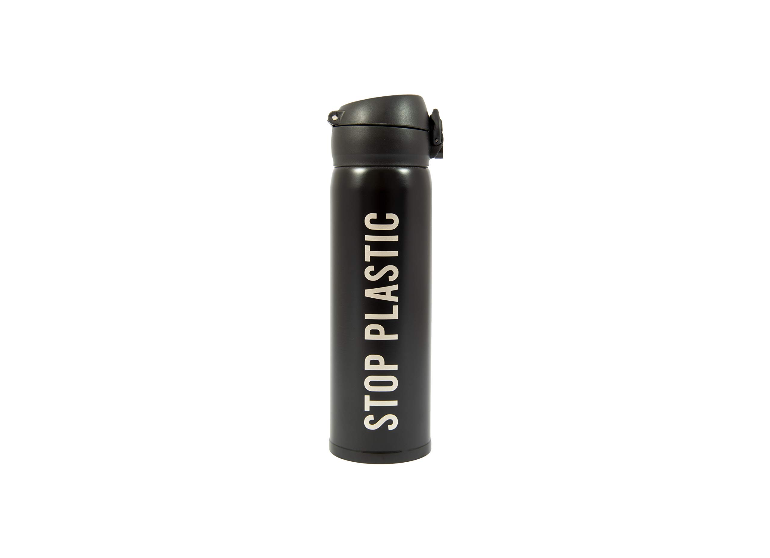 Fisura 500 ml Stop Plastic Coffee Thermos for Carrying, Stainless Steel Bottle, BPA Free, Airtight Vacuum Airtight, Stainless Steel Bottle, Double Wall and Safety Closure, 21.5 x 6.5 cm