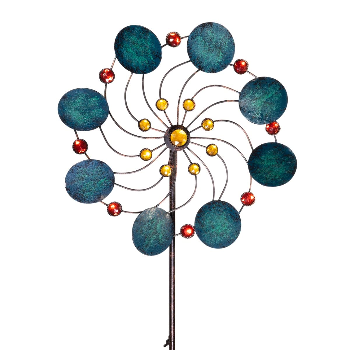 CIM Metal Windmill - Exotic Flower Samoa - Ø34cm, total height: 122cm - incl. 3-piece pole - easily rotating (Exotic Flower Jade)