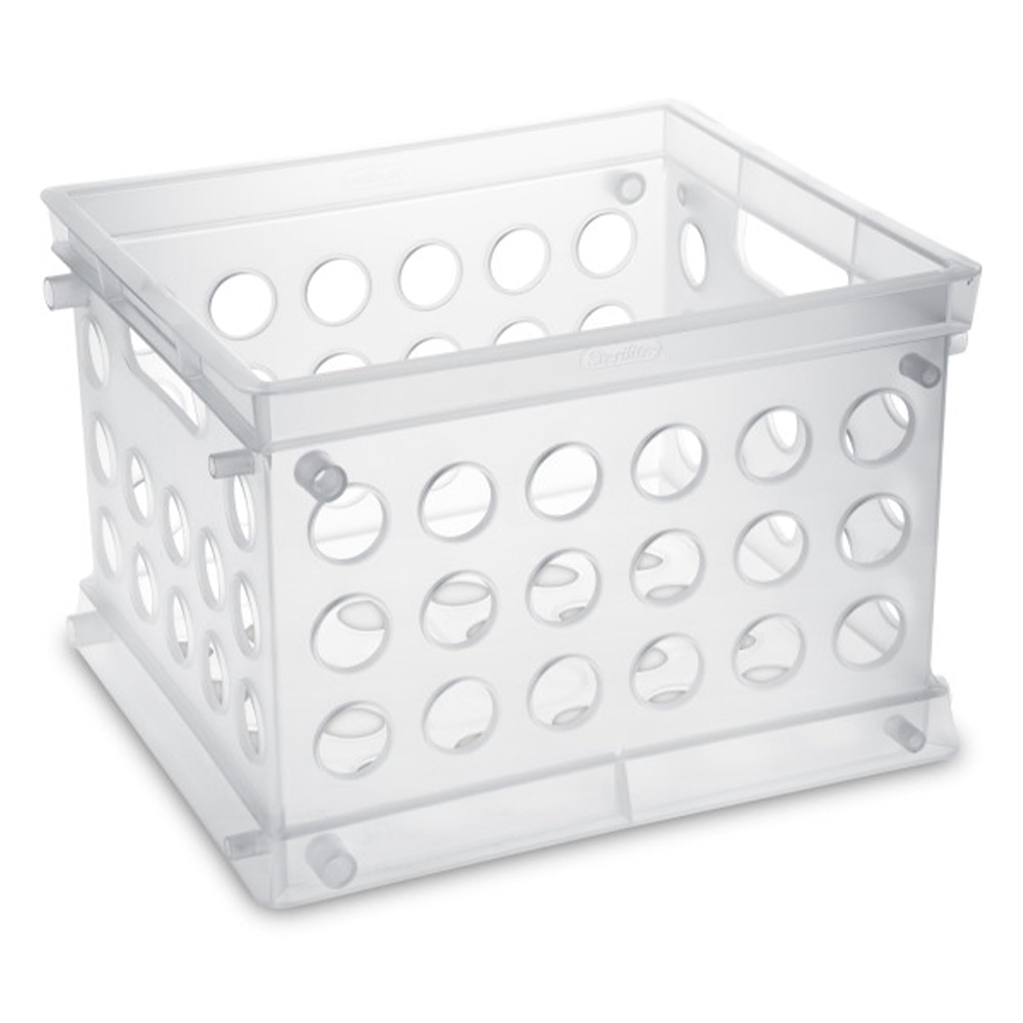 Sterilite Mini Crate, Stackable Plastic Storage Bin with Handles, Organize Home, Garage, Office, School, Dorm Room, Clear, 36-Pack