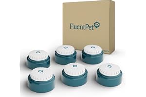 FluentPet Speak Up Dog Buttons for Communication, (6 Recordable Buttons) with Pre-Installed Batteries, Clearer Upward-Facing Sound, Training Buzzer for Dogs & Cats, Talking Pet Buttons for Training
