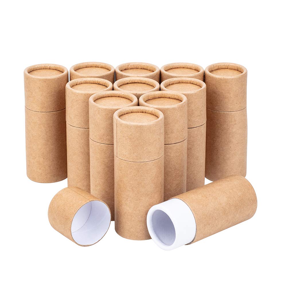 BENECREAT 12PCS 20ml BurlyWood Kraft Paperboard Tubes Round Kraft Paper Containers for Pencils Tea Caddy Coffee Cosmetic Crafts Gift Packaging