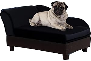 PawHut Luxury Fancy Dog Couch with Hidden Storage, Small Dog Sofa Bed with 2" Soft Foam, Modern Pet Furniture for Puppies & Little Breeds, Black