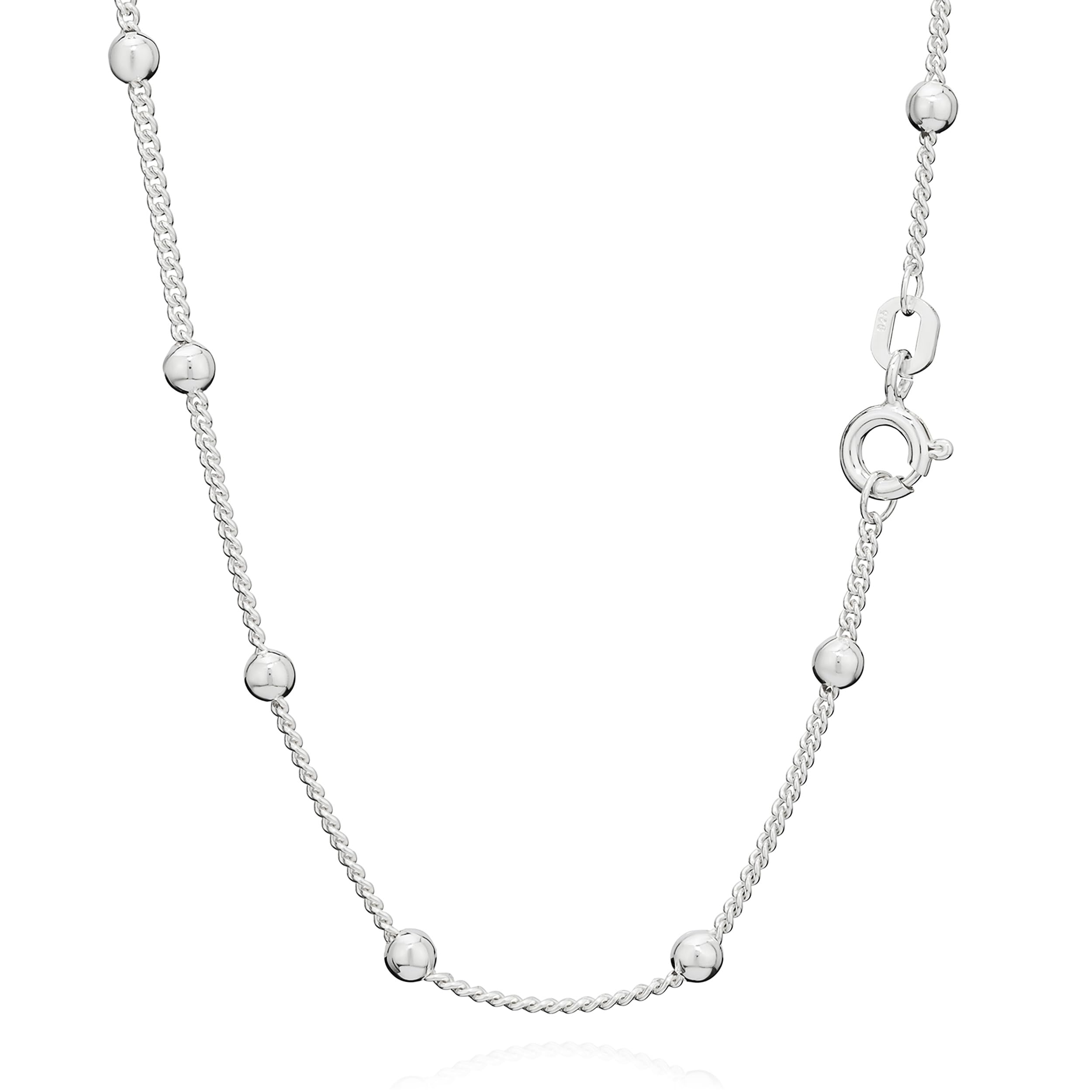 NKlaus 925 sterling silver chain necklace 60cm round curb chain with ball 9470