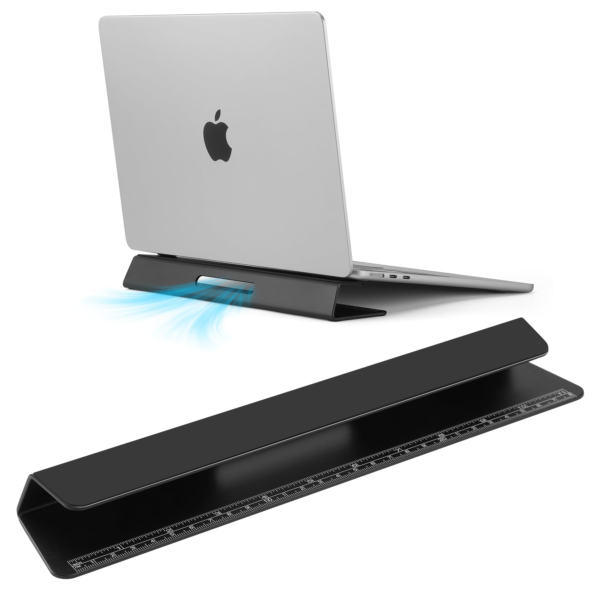 Psitek Laptop Cooling Stand Aluminium- Improved Cooling, Ergonomics, Stability, and Versatility - Compatible with MacBook and All Laptop, with Ruler