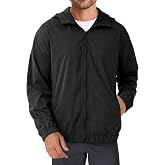 Yousify Mens Lightweight Windbreaker Jackets Outdoor Hooded Raincoat Jacket | Full Zip Up, Waterproof Rain Jacket, Ribbed Cuff, Quick Dry, Casual Outerwear, Fall Clothes, Cycling Running, Outdoor Hiking