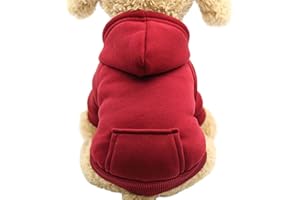 TYONMUJO Dog Hoodie with Pocket Pet Warm Sweater for Small Dogs Puppy Coat Red XS