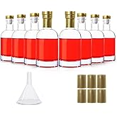 HINGWAH 8 Pack 6oz Glass Bottles with Cork Lids, 200ml Liquor Bottles with T-Top Stopper, Empty Whisky Bottles for Wine, Beve