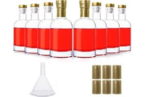 HINGWAH 8 Pack 6oz Glass Bottles with Cork Lids, 200ml Liquor Bottles with T-Top Stopper, Empty Whisky Bottles for Wine, Beve