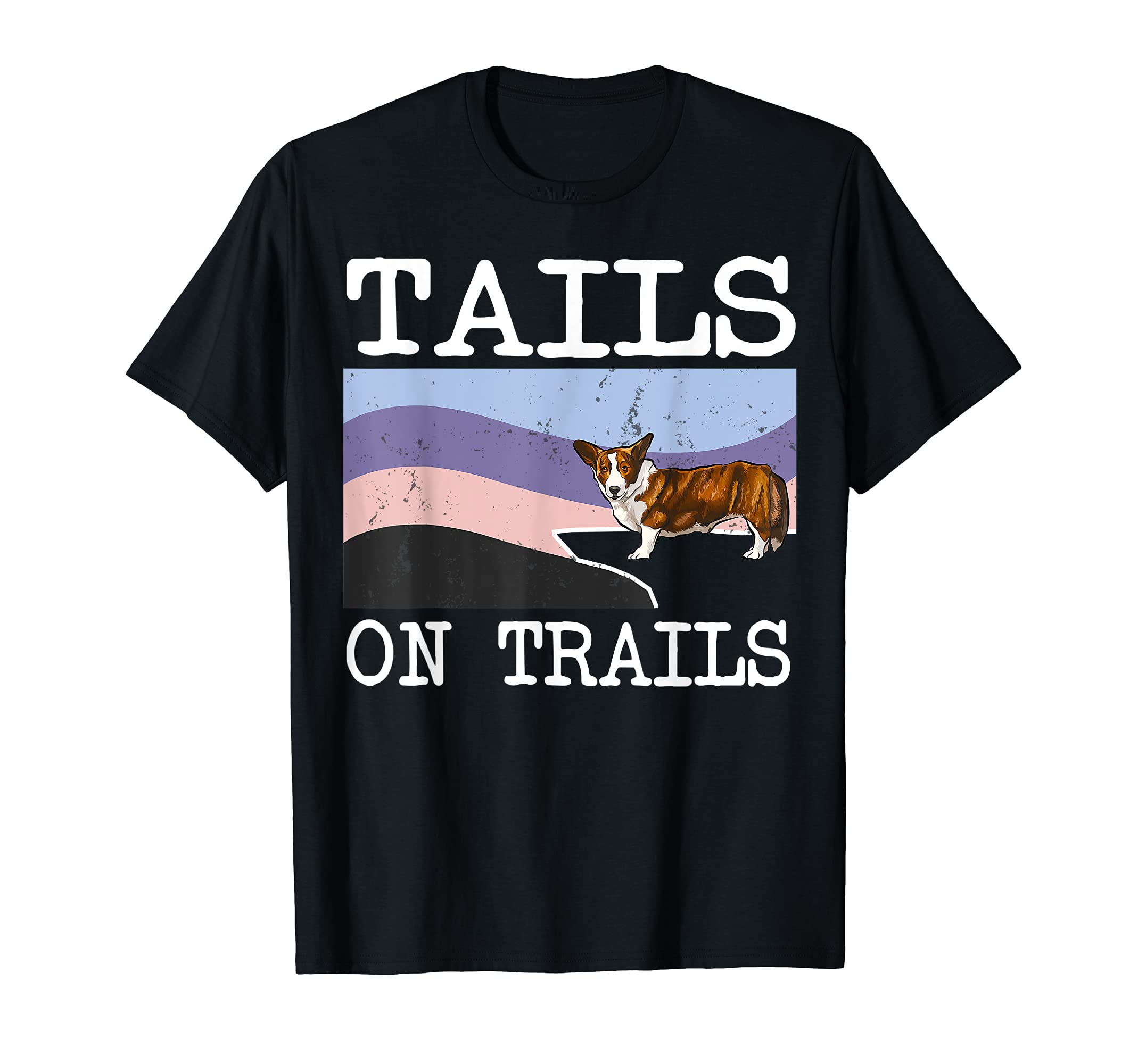 Cardigan Welsh Corgi Tails On Trails Funny Dog Hiking T-Shirt