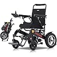 Electric Wheelchair,Lightweight Folding Wheelchair,Electric Wheelchair Scooter,All Terrain Intelligent Power Wheelchair,20AH Lithium Battery,Capable of Carrying 300 Ib,Travel Size, for Adults (Black)