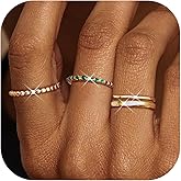 Florideco Gold Stackable Rings for Women, Non Tarnish Half Dainty Cubic Zirconia Rings, 14K Gold Plated Thin Minimalist Wedding Band Rings Set, Trendy Statement Stacking Rings Set A G5