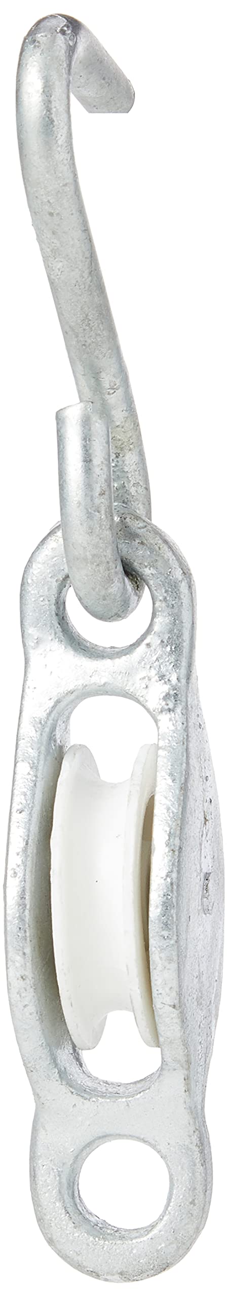 Merriway BH05880 Washing Line Rope Pulley with Hook, 32mm (1.14 inch) Dia.Wheel - Galvanised