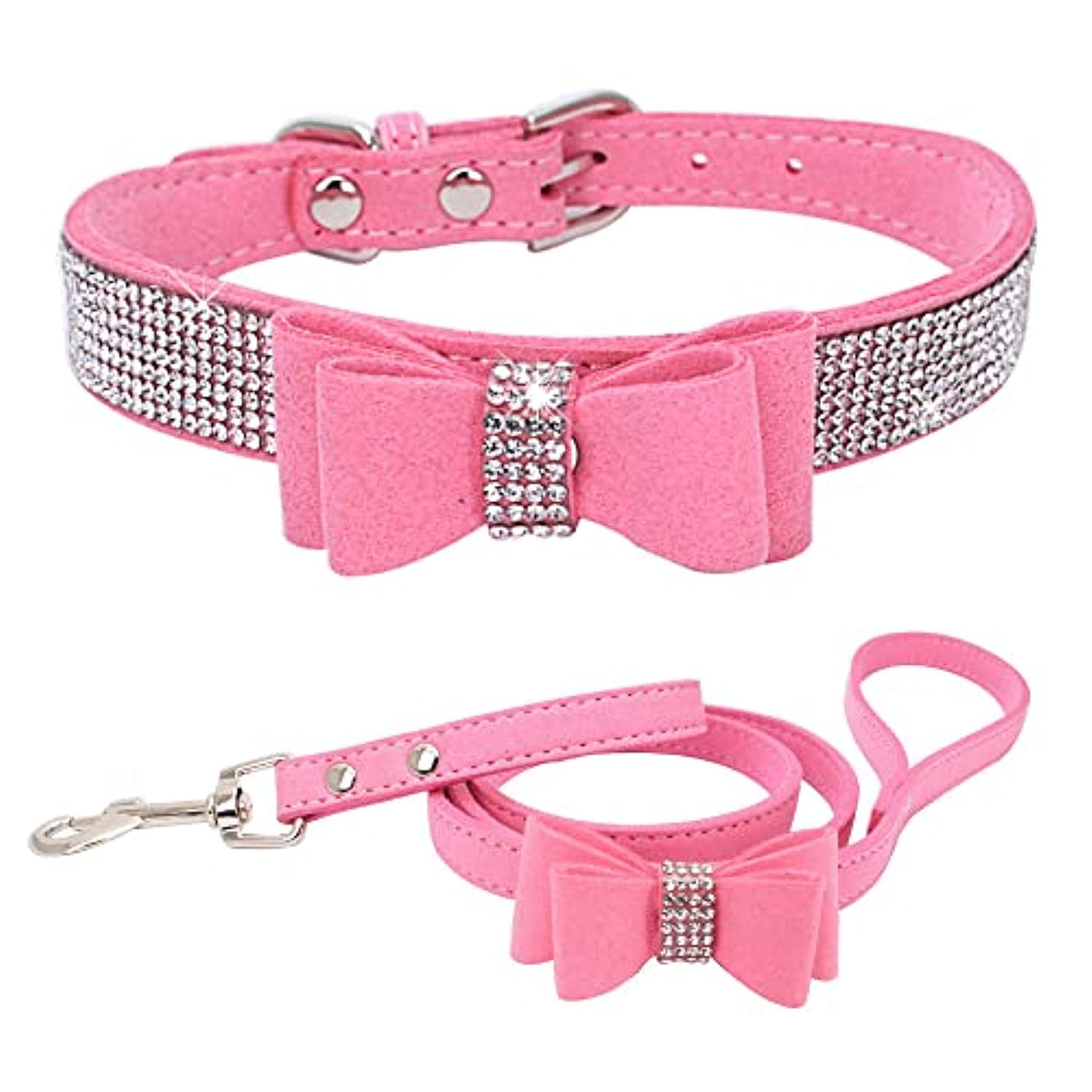 Photo 1 of **MIISSING PARTS**Rhinestone Bowtie Dog Collar for Girls Boys,Cute Dazzling Sparkling Soft Suede Leather Pretty Bling Cat Collars Crystal Diamond Pet for Small Medium Large Puppy Kitty Female Male