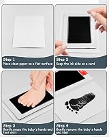 MOXTOYU Baby Handprint & Footprint Kit 3 Inkless Pads 6 Frames Clips view 4