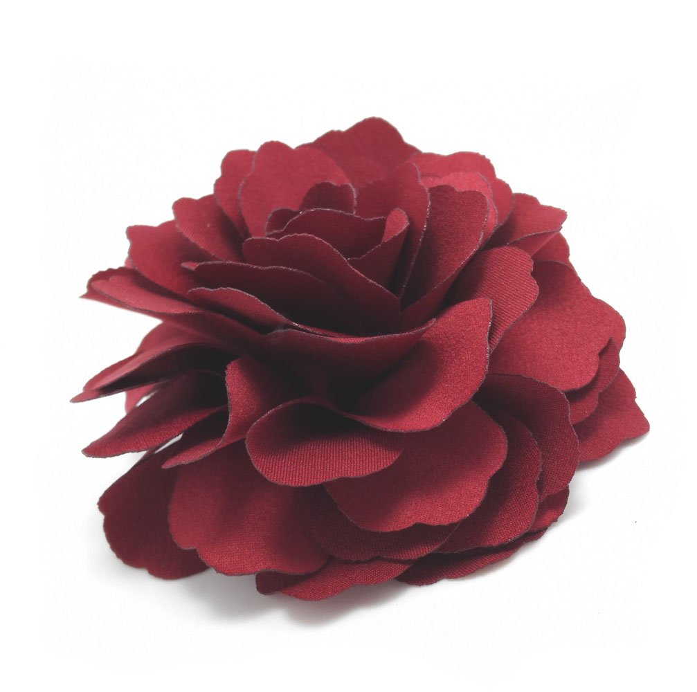 Meilliwish Camellias Flower Hair Clip and Brooch Pin(DarkRed)(A74)