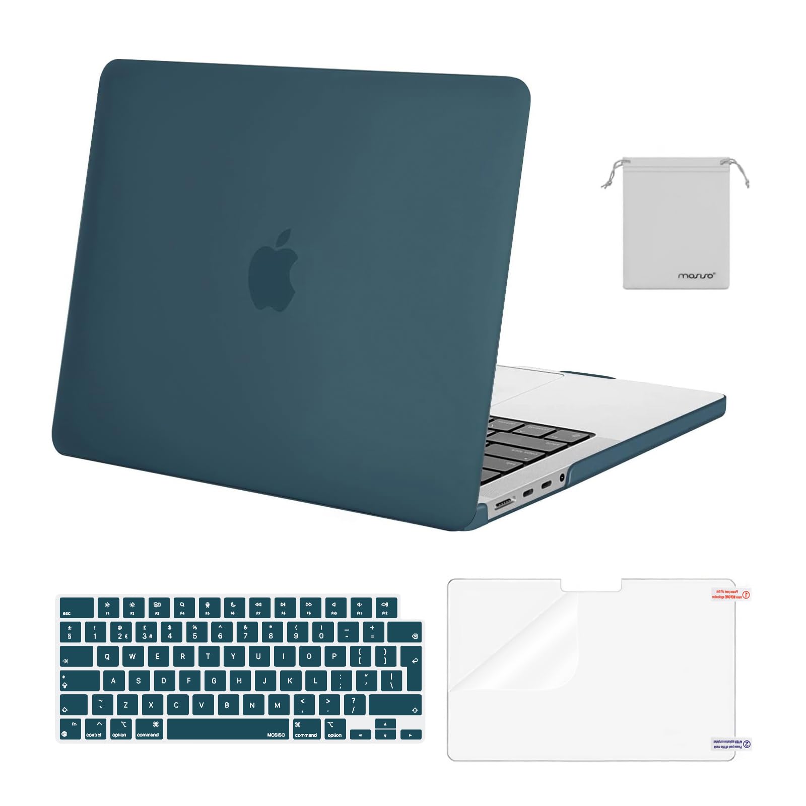 MOSISO Compatible with MacBook Pro 14 inch Case 2026-2021 M5 M4 M3 M2 M1 A3434 A3112 A3185 A3401 A2918 A2992 A2779 A2442, Hard Shell Cover &Keyboard Skin &Screen Protector &Pouch, Deep Teal