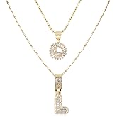 TANTIUE 14K Gold Plated Alphabet Necklace Cubic Zirconia Letter Pendant, Personalized Name Jewelry Gift for Women, Customizable A-Z, Birthday/Mothers Day Gifts for Womens