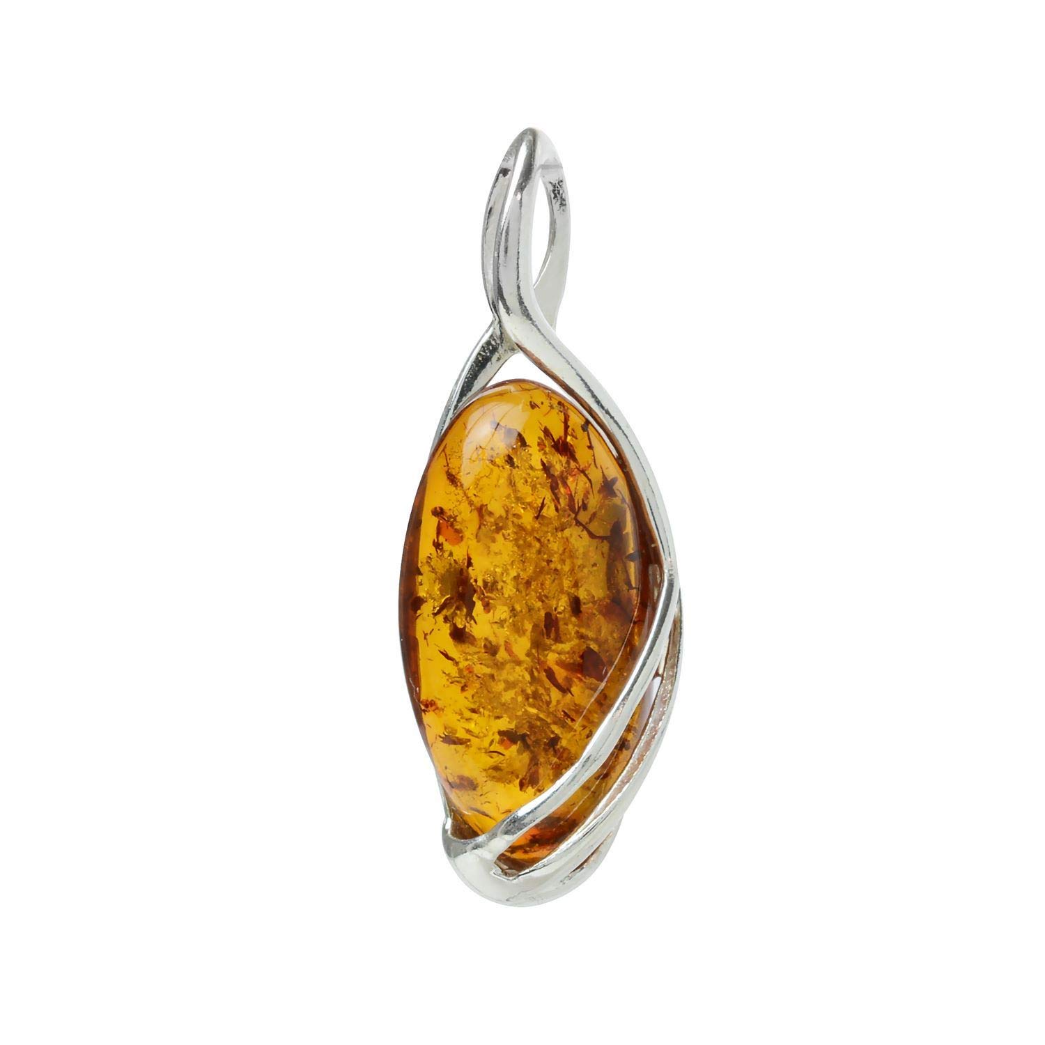 HolidayGiftShops Sterling Silver and Baltic Honey Amber Pendant Oriana