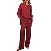 Ekouaer Womens Tracksuits 2 Piece Long Sleeve Outfits Micro Fleece Sweatsuit Sets Wide Leg Sweatpants