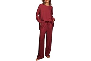 Ekouaer Womens Tracksuits 2 Piece Long Sleeve Outfits Micro Fleece Sweatsuit Sets Wide Leg Sweatpants