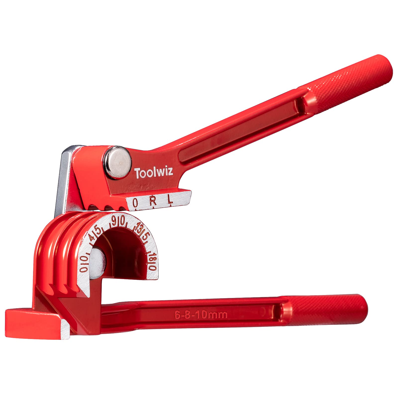 Toolwiz 3-in-1 Manual Pipe Bender 6-8-10mm 180 Degree Tube Bender 1/4'' 5/16'' 3/8'' Heavy Duty ACR Refrigeration System Flexible Copper, Aluminum, Brass Pipes Bending - Red