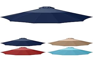 Simple Deluxe 9' Patio Umbrella Replacement Canopy Only Outdoor Table Market Yard Umbrella Replacement Top Cover with 8 Ribs, Dark Blue