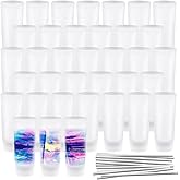 UCEHIPAW 36 Pcs Sublimation Frosted Shot Glasses with 18 Pcs Straw 3 oz Wine Shot Cup Personalized Blanks Heavy Base Glass Cups for Party Wedding Beer Vodka Whiskey Espresso