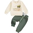 Baby Boy Fall Clothes Set Long Sleeve Letter Print Sweatshirt Pants Toddler Infant Outfits 6 12 18 24 Months 2T