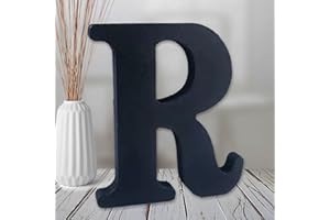 AOCEAN 6 inch Black Wood Letters Unfinished Wood Letters for Wall Decor Decorative Standing Letters Slices Sign Board Decoration for Craft Home Party Projects (R)