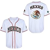Men's Mexico Eagle Jersey Button Down Short Sleeve Hip Hop Baseball Jersey Stitched