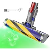 Lemige V15 Fluffy Optic Soft Cleaner Head Replacement for Dyson Vacuum | V7 V8 V11 Animal V15 Detect V10 Cyclone Replacement Parts Upgrade LED Green Light Soft Roller Head Vacuum Attachments