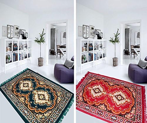 AAZEEM Modern 2 Piece Polyester Carpet Set - 54" x 78", Green