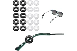 Techson Eyeglass Temple Tips, 10 Pairs Silicone Round Eyewear Retainer, Invisible Anti-Slip Glasses Holder (5 Pairs Black and