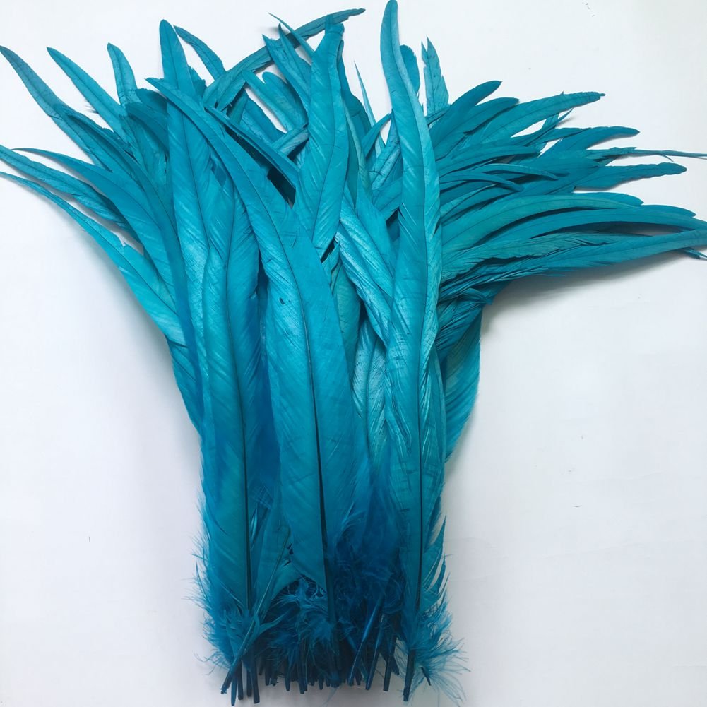 Sowder Turquoise Rooster Coque Tail Feathers 16-18inch Lengh Pack of 20