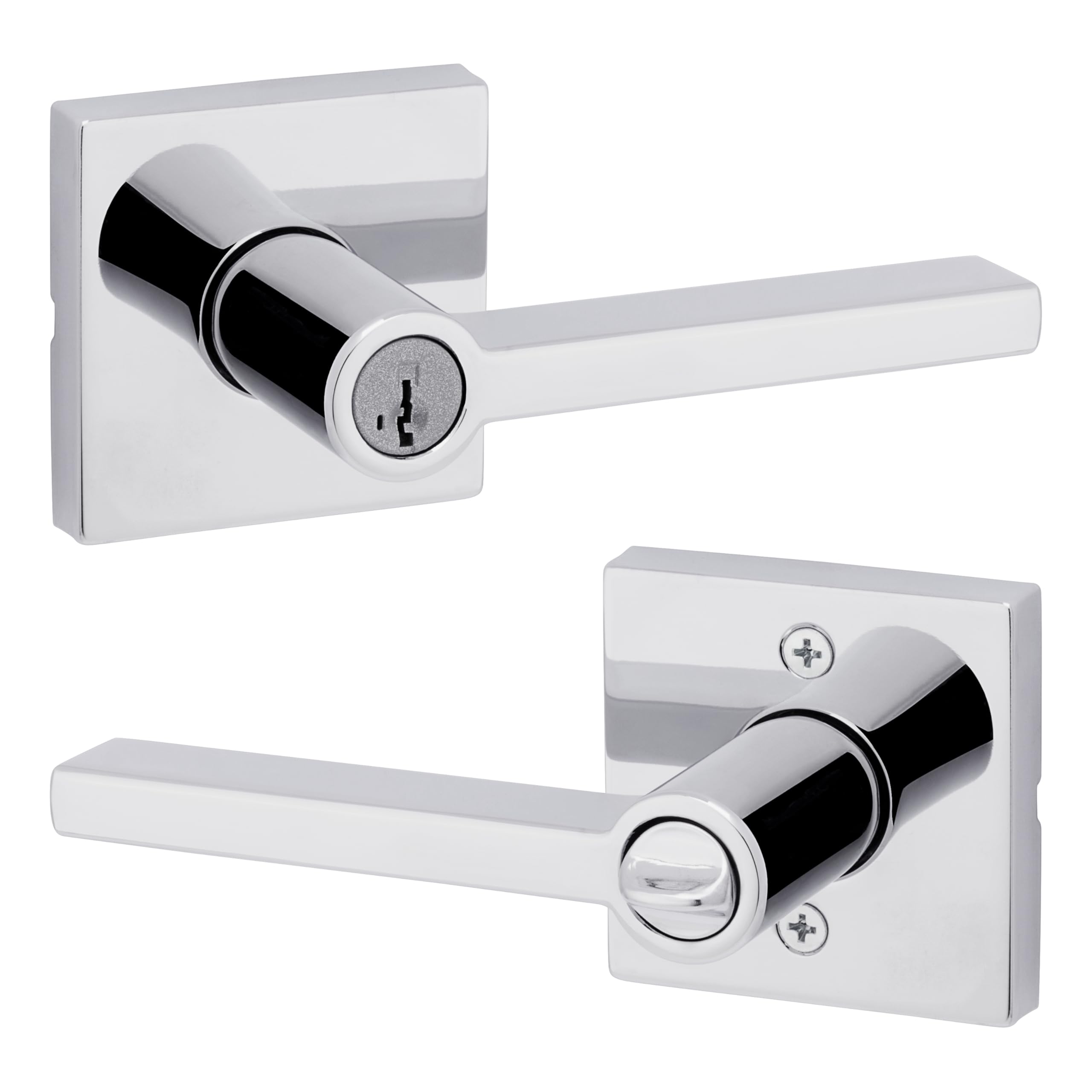 Kwikset Halifax Keyed Entry Door Lever Featuring SmartKey Security in Polished Chrome