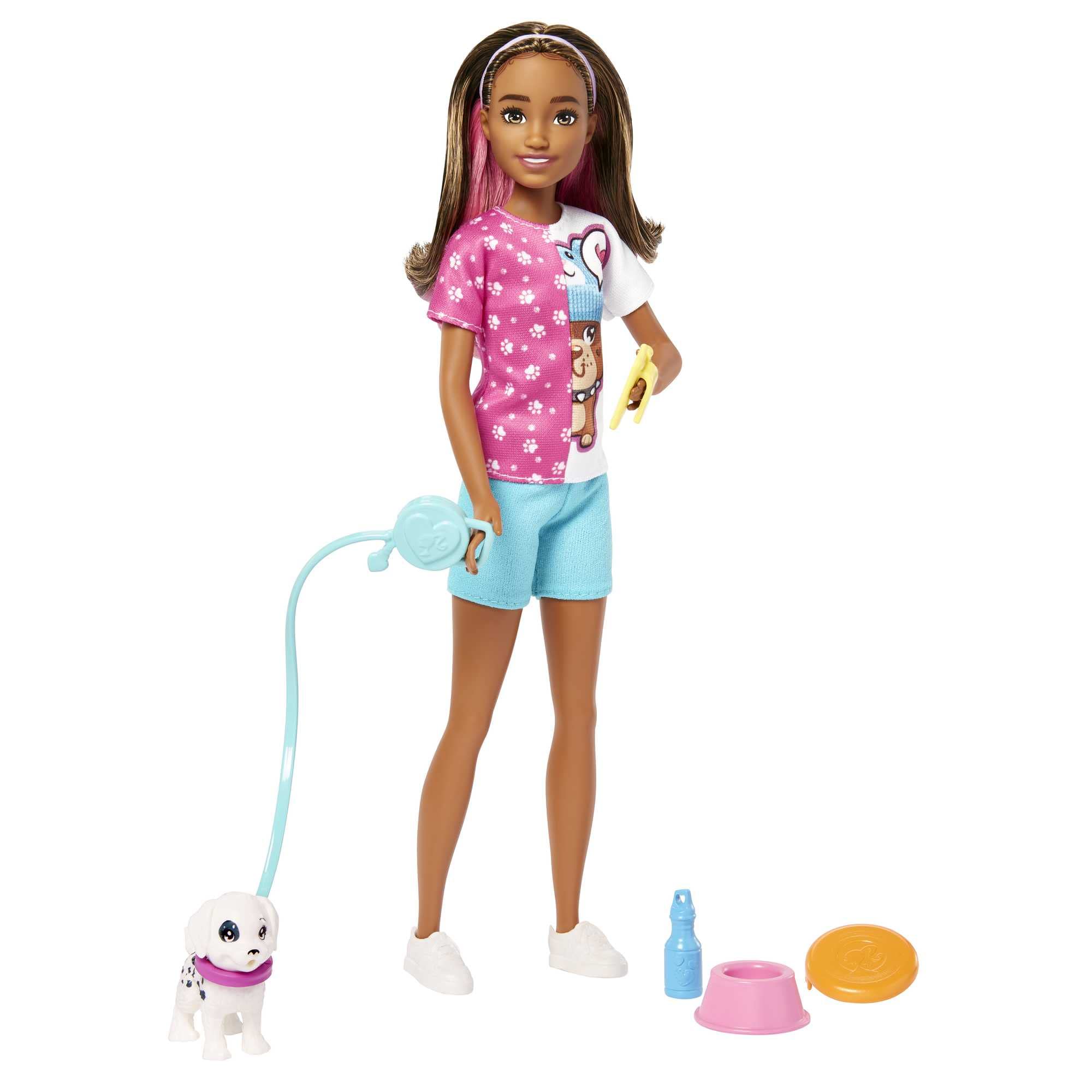 Barbie Toys, Skipper Doll and Dog Walker Playset with Puppy and 5 Accessories, First Jobs, HKD77