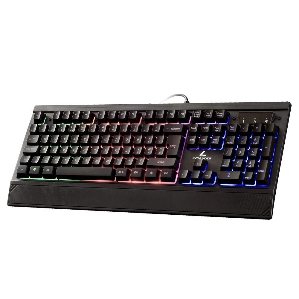 LYCANDER Gaming Keyboard Spain, Wired Keyboard - 19 anti-ghosting keys, 1.8m cable, rainbow backlight