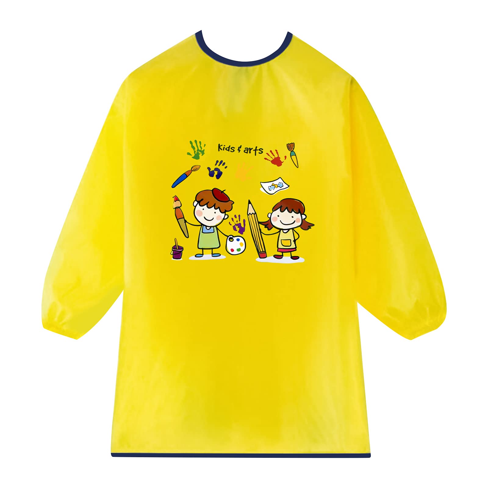 Jinlaili Kids Art Aprons, Waterproof Children Painting Apron with Long Sleeve, Children's Artist Painting Smocks, Kids Art Smocks, Kids Aprons Age 3-8 Years Girls and Boys for Painting Craft (Yellow)