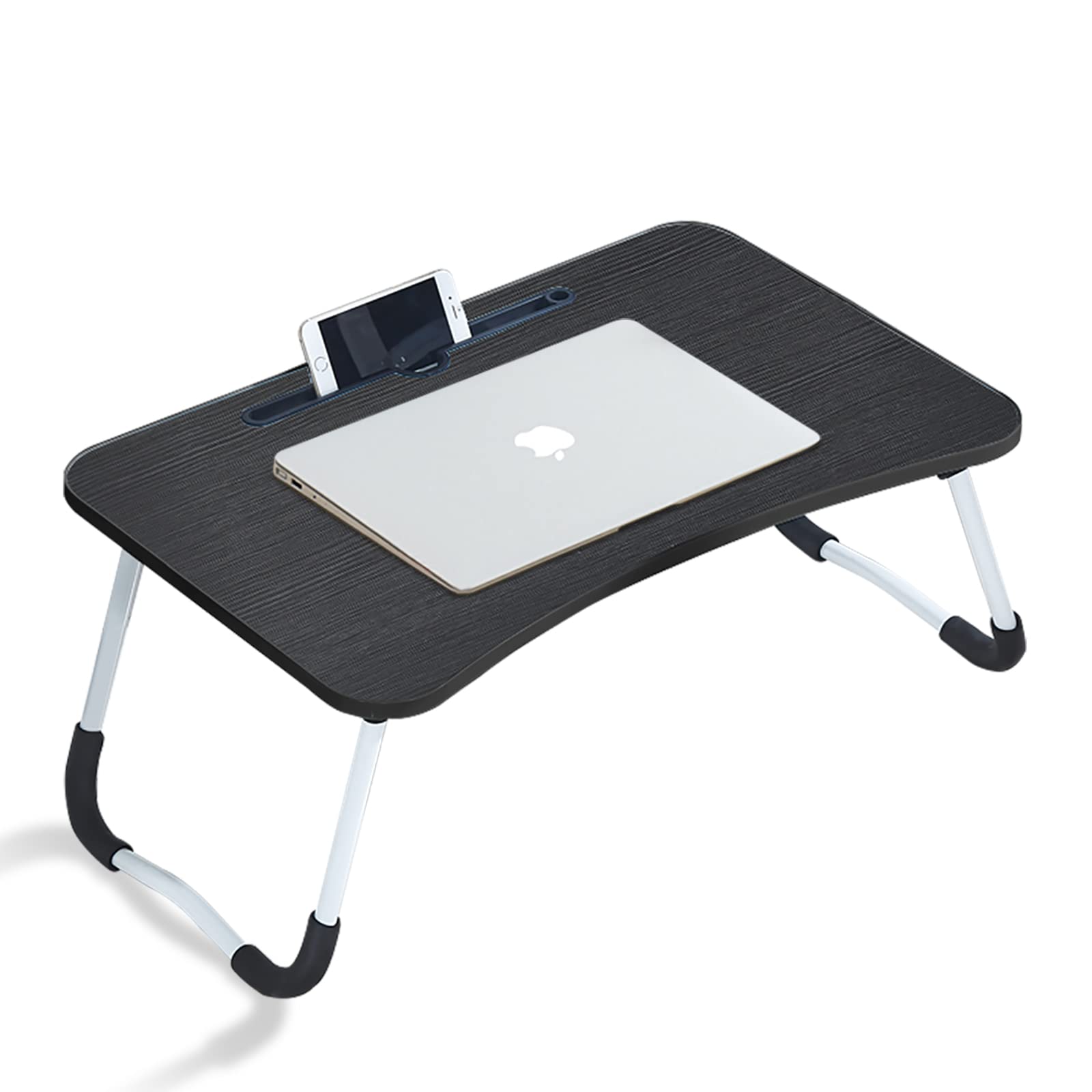 CLIPOP Laptop Bed Table,Portable Lap Desk Bed Tray Laptop with Foldable Legs Folding Breakfast Serving Coffee Tray Notebook Stand Reading Holder for Couch Sofa Floor Kids (Black)