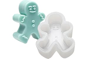 TOVEIVAL 3D Christmas Candle Molds, Deer Silicone Soap Molds for Candle Making, Gingerbread Man Molds, DIY Bath Bomb Chocolate Cake Decoration, Ideal DIY Moulds for Christmas Party (Gingerbread Man)
