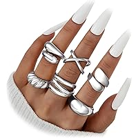YEEZII Chunky Gold Rings for Women Non Tarnish, 18K Gold Plated Stackable Thumb Ring, Statement Women Rings Set