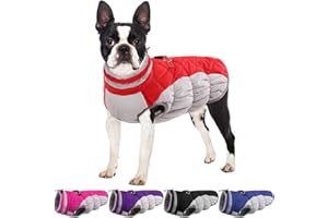 OUOBOB Small Dog Coat,Dog Jackets for Small Dogs,Warm Winter Jacket, Puppy Coat with Harness Built in,Waterproof Dogs Jacket,Puppy Cold Weather Coats,Pet Winter Clothes Snowsuit Shih Tzu Bichon,Red