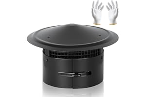 Fuairmee 6 Inch Round Chimney Cap, 304 Stainless Steel Cone Top Roof Rain with Screen, Fireplace Exhaust Roof Vent Cover for Outside, Weatherproof Rain Cap Excellent Ventilation Easy to Install Black