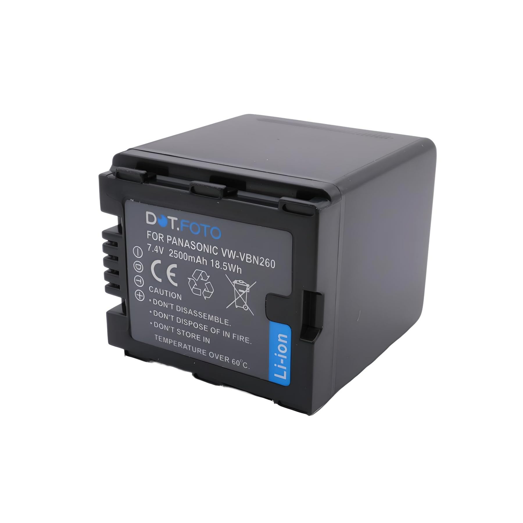 Dot.Foto VW-VBN260, VW-VBN260E-K Premium 7.4v / 2500mAh Rechargeable Battery for Panasonic HC-X800, HC-X900, HC-X900M