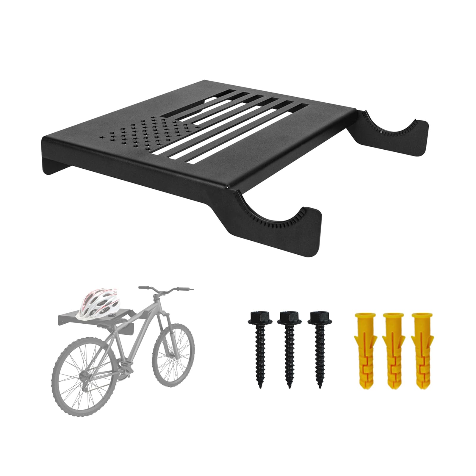 VANROUG Bike Wall Mount, Bicycle Holder for Bike Storage Wall, MTB, Road Bike, E-Bike Compatible - Space Saving Bike Rack Black